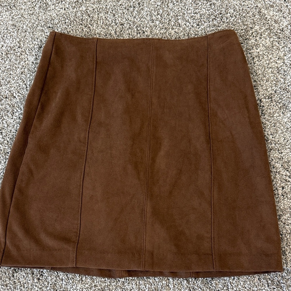 Abercrombie & Fitch Brown Mini Suede A-Line Skirt